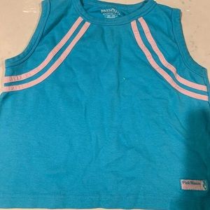 Pink house gear turquoise muscle tee